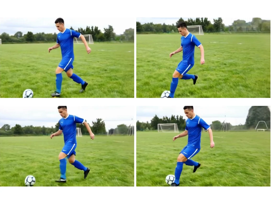 BulletTime generated soccer frames showing different camera views and times